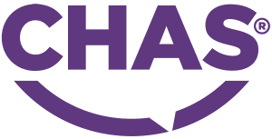 CHAS certification logo representing compliance and high standards in cleaning services.